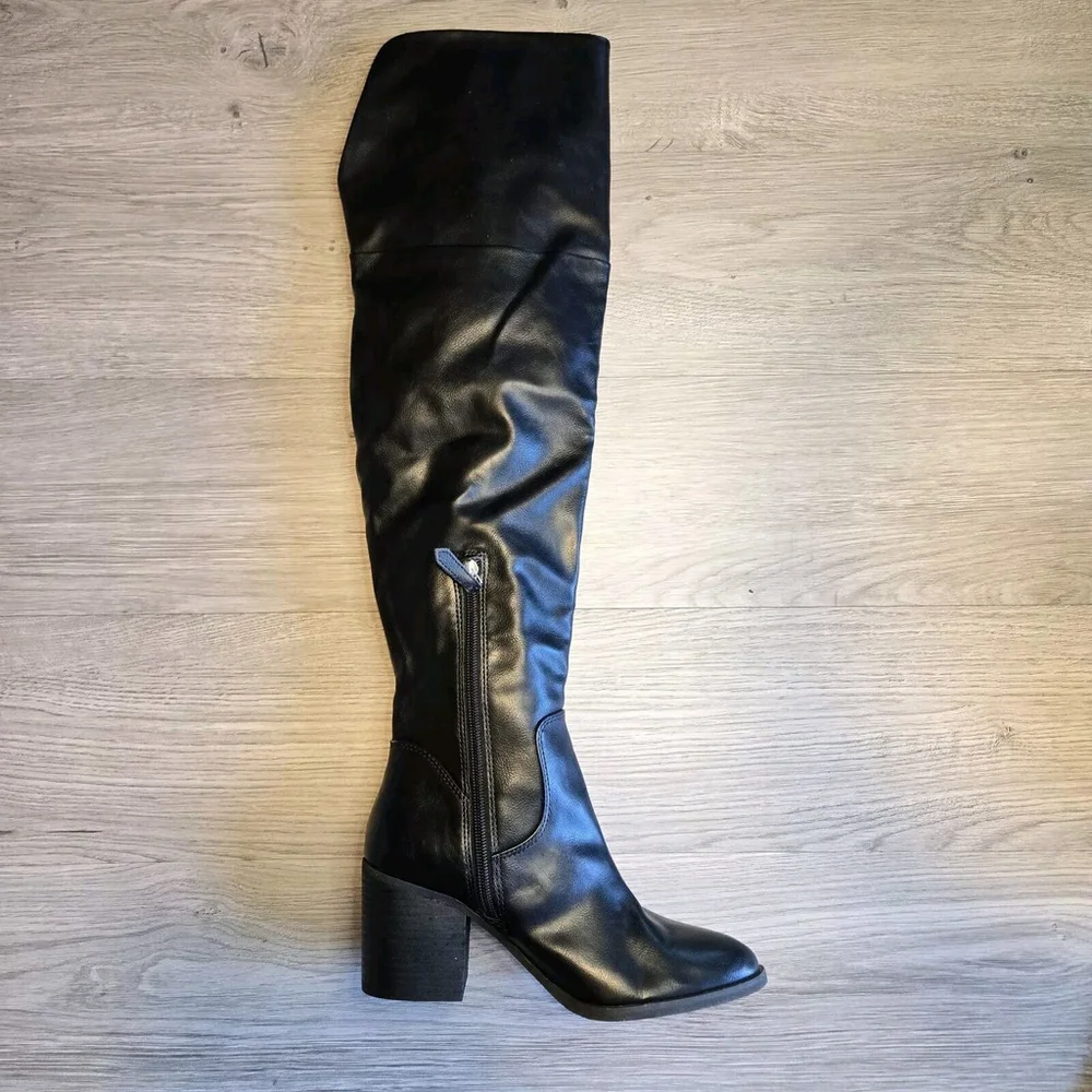 BP Luke Black Faux Leather Over-the-Knee Boots Size 6 NWOB Y2K Whimsigoth Retro